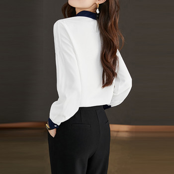 Елегантна офис дама, бели ризи с дълъг ръкав, корейска мода, дамска шифонена блуза, 2024 г., ретро топове, дамски ежедневни дрехи