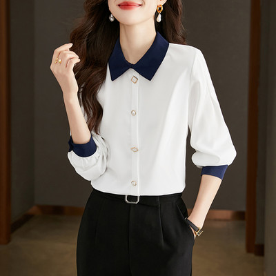 Elegantne uredske dame Bijele košulje dugih rukava Korejska modna ženska šifon bluza 2024. Vintage majice Ženska ležerna odjeća