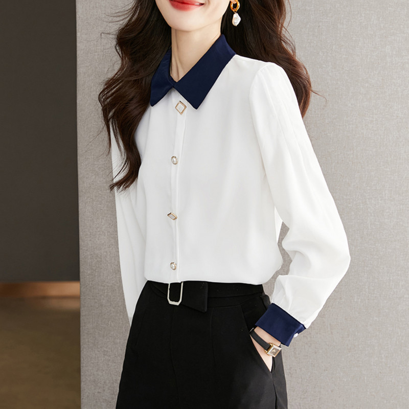 Elegantne uredske dame Bijele košulje dugih rukava Korejska modna ženska šifon bluza 2024. Vintage majice Ženska ležerna odjeća