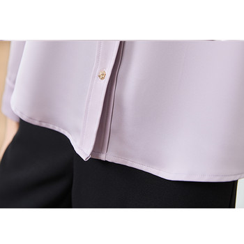 Дамски сатенени ризи 2024 г. Модни ежедневни дамски топове с дълъг ръкав Офис дами Ретро бели блузи Ризи Елегантно облекло