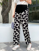 Korejas stils grūtniecei garās bikses Vasaras modes Sirds Raksti Apdruka Grūtnieču vēderbikses Grūtniecība Apģērbs Brīvs