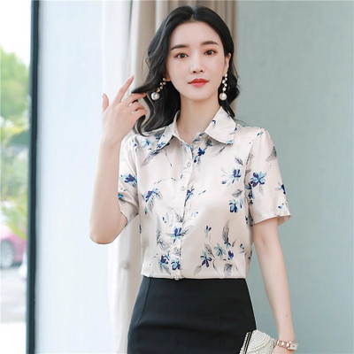 FANIECES Ikdienas T krekli ar apdruku ar īsām piedurknēm sieviešu lielizmēra S-4XL satīna biroja sieviešu blūzes un topi Vintage Streetwear Tunikas T-krekls