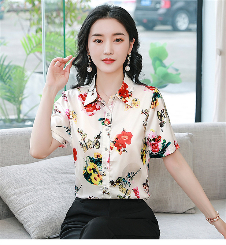 FANIECES Ikdienas T krekli ar apdruku ar īsām piedurknēm sieviešu lielizmēra S-4XL satīna biroja sieviešu blūzes un topi Vintage Streetwear Tunikas T-krekls