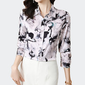 Fashion Flower print Γυναικείες μπλούζες και πουκάμισα Vintage μακρυμάνικο μπλουζάκια με γυριστό γιακά μπλουζάκια Γυναικεία casual ρούχα