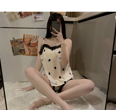 Sieviešu pidžamas komplekts ar leoparda apdruku Sieviešu seksīga mežģīņu apakšveļa bez aizmugures īss komplekts mājas uzvalks meitenēm jauks guļamveļa apakšveļa naktskrekli
