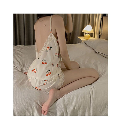 Sieviešu pidžamas komplekts ar leoparda apdruku Sieviešu seksīga mežģīņu apakšveļa bez aizmugures īss komplekts mājas uzvalks meitenēm jauks guļamveļa apakšveļa naktskrekli