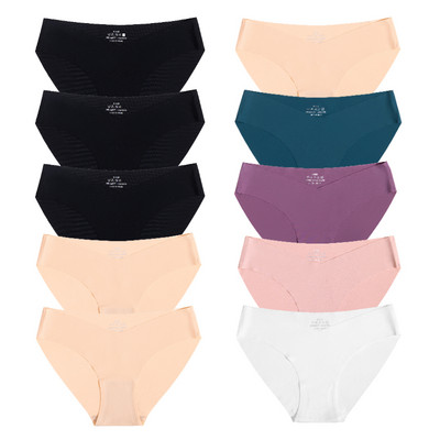 10 gab. Sieviešu zīda biksītes Seksīgas "V" jostasvietas sieviešu apakšbikses 10 gab. Bezšuvju apakšveļa Sieviešu apakšbikses Apakšveļa SL Tangas Jauns