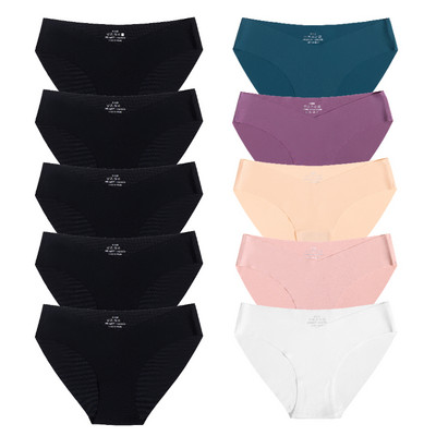 10 gab. Sieviešu zīda biksītes Seksīgas "V" jostasvietas sieviešu apakšbikses 10 gab. Bezšuvju apakšveļa Sieviešu apakšbikses Apakšveļa SL Tangas Jauns