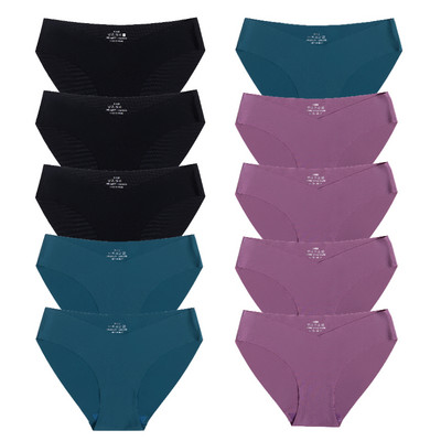 10 gab. Sieviešu zīda biksītes Seksīgas "V" jostasvietas sieviešu apakšbikses 10 gab. Bezšuvju apakšveļa Sieviešu apakšbikses Apakšveļa SL Tangas Jauns