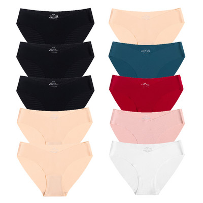 10 gab. Sieviešu zīda biksītes Seksīgas "V" jostasvietas sieviešu apakšbikses 10 gab. Bezšuvju apakšveļa Sieviešu apakšbikses Apakšveļa SL Tangas Jauns