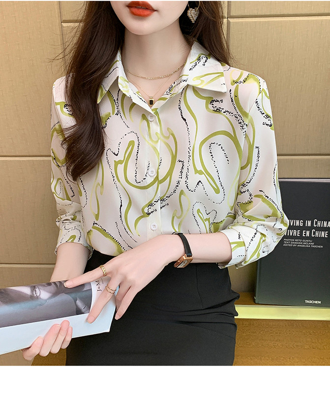 Stílusos női blúz az elegáns megjelenésért Divatnyomtatás Gombos ingek Felsők Tavaszi nyári felsők blusa mujer