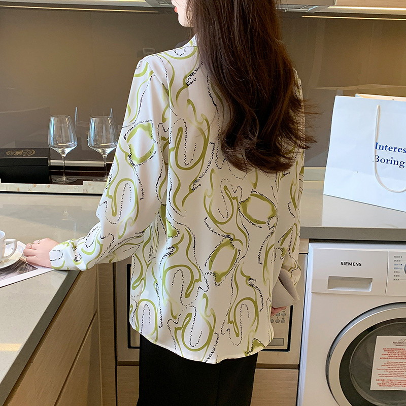 Stílusos női blúz az elegáns megjelenésért Divatnyomtatás Gombos ingek Felsők Tavaszi nyári felsők blusa mujer