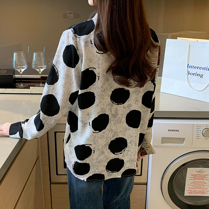 Stilīga sieviešu blūze elegantam izskatam Modes apdruka ar pogām nolaižami krekli Topi Pavasara vasaras topi blusa mujer