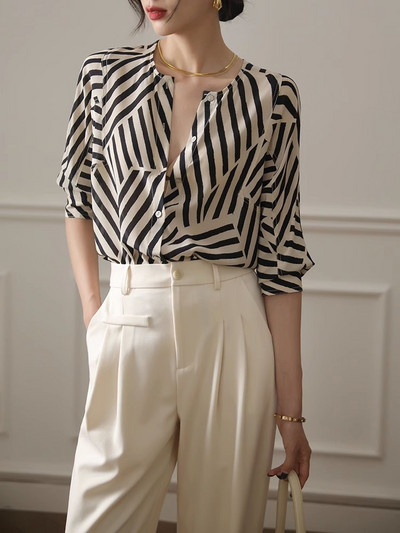 Novodošla ženska Blusa Mujer s trendi printom Elegantna i svestrana ženska košulja s prednjim gumbima savršena za elegantan casual look