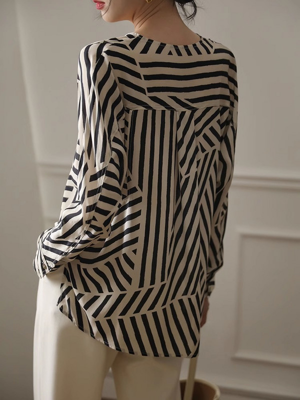 Novodošla ženska Blusa Mujer s trendi printom Elegantna i svestrana ženska košulja s prednjim gumbima savršena za elegantan casual look