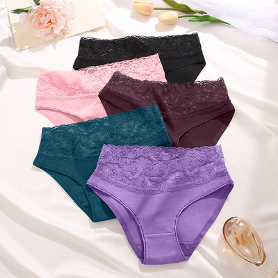 1vnt Nėriniai aukštu juosmeniu apatiniai moteriški kelnaitės Sexy Hollow Out Moteriškos kelnaitės Patogios kvėpuojančios kelnaitės Minkštas moteriškas apatinis trikotažas S-XL