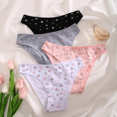 Lenjerie sexy din bumbac Femei S-XL Chiloți confortabili Chiloți intimi pentru dama Chiloți cu imprimare cu puncte Slip cu talie joasă Lenjerie pentru femei
