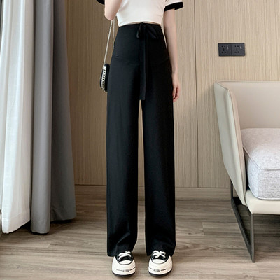 Trudničke hlače na trbuh visokog struka Ljetne tanke pamučne hlače za trudnice Široke nogavice široke trudničke hlače na trbuh pune dužine