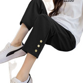 Proljetno-jesenske hlače na trbuščić za trudnice Jednobojne trudničke hlače s visokim strukom do gležnja Elegantne hlače za trudnice