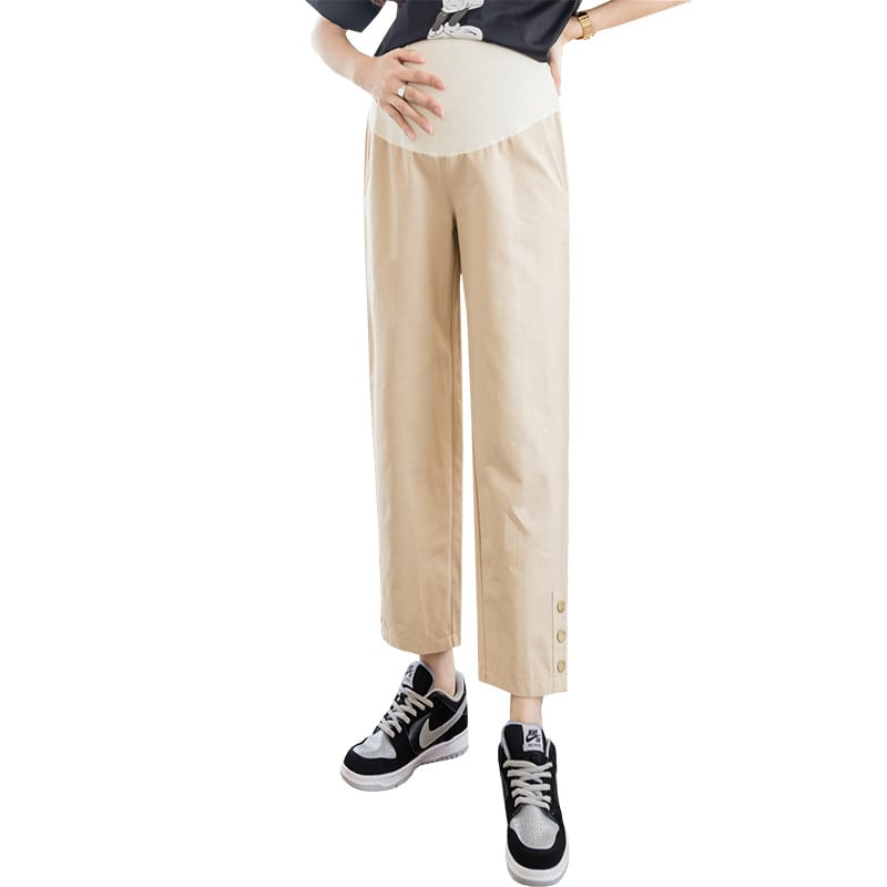 Proljetno-jesenske hlače na trbuščić za trudnice Jednobojne trudničke hlače s visokim strukom do gležnja Elegantne hlače za trudnice