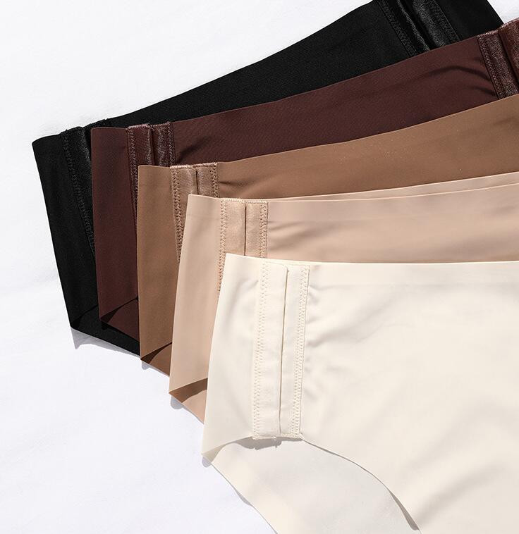 Chiloți confortabili, fără cusături, pentru femei, cu talie mijlocie, cu închidere laterală, Lenjerie de corp Chiloți sexy pentru femei Slip din mătase solidă de gheață SML XL Negru