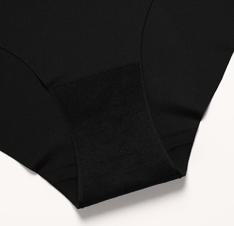 Chiloți confortabili, fără cusături, pentru femei, cu talie mijlocie, cu închidere laterală, Lenjerie de corp Chiloți sexy pentru femei Slip din mătase solidă de gheață SML XL Negru