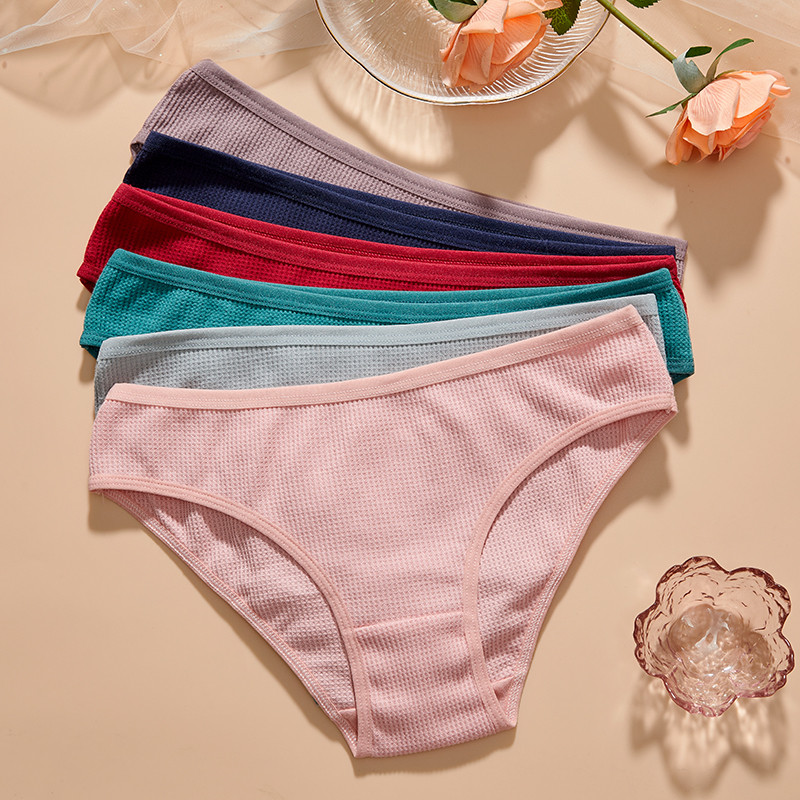 Vafeļu kokvilnas apakšveļa bezšuvju sieviešu apakšbikses Seksīgas biksītes elpojošas vienkrāsainas sieviešu apakšbikses Biksītes sieviešu apakšveļa S-XL