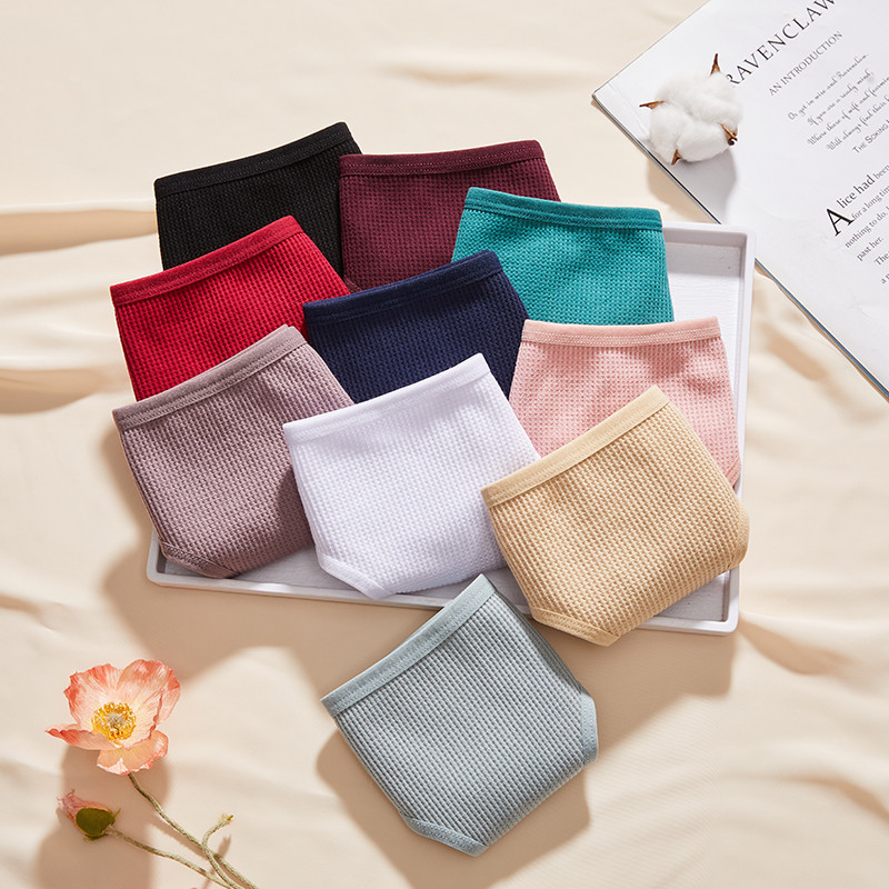 Vafeļu kokvilnas apakšveļa bezšuvju sieviešu apakšbikses Seksīgas biksītes elpojošas vienkrāsainas sieviešu apakšbikses Biksītes sieviešu apakšveļa S-XL