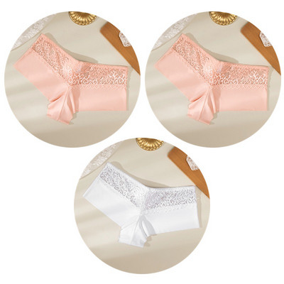 TrowBridge 3PCS Ženske gaćice Meke čipkane bokserice Prozračno donje rublje Udobne kratke hlače za dječake Svileno satensko donje rublje Sportske gaće