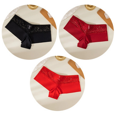 TrowBridge 3PCS Ženske gaćice Meke čipkane bokserice Prozračno donje rublje Udobne kratke hlače za dječake Svileno satensko donje rublje Sportske gaće