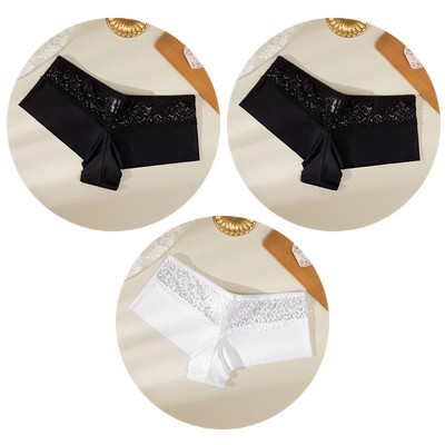 TrowBridge 3PCS Ženske gaćice Meke čipkane bokserice Prozračno donje rublje Udobne kratke hlače za dječake Svileno satensko donje rublje Sportske gaće