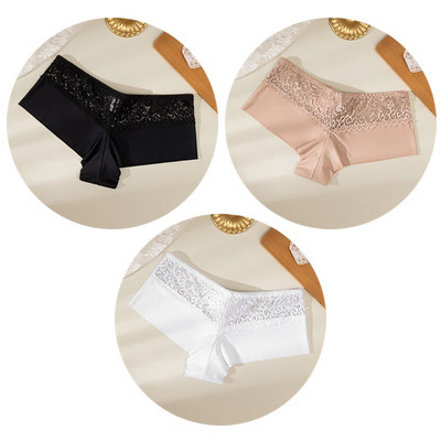 TrowBridge 3PCS Ženske gaćice Meke čipkane bokserice Prozračno donje rublje Udobne kratke hlače za dječake Svileno satensko donje rublje Sportske gaće