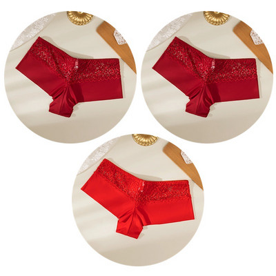 TrowBridge 3PCS Ženske gaćice Meke čipkane bokserice Prozračno donje rublje Udobne kratke hlače za dječake Svileno satensko donje rublje Sportske gaće