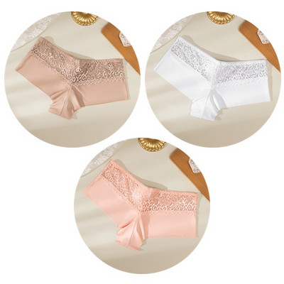 TrowBridge 3PCS Ženske gaćice Meke čipkane bokserice Prozračno donje rublje Udobne kratke hlače za dječake Svileno satensko donje rublje Sportske gaće