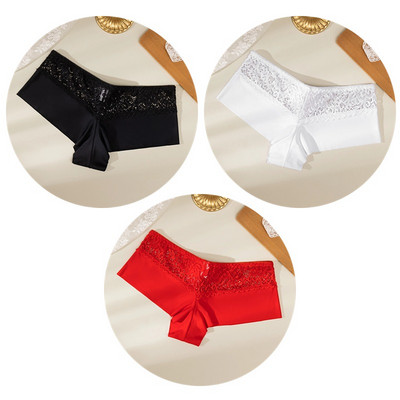 TrowBridge 3PCS Ženske gaćice Meke čipkane bokserice Prozračno donje rublje Udobne kratke hlače za dječake Svileno satensko donje rublje Sportske gaće