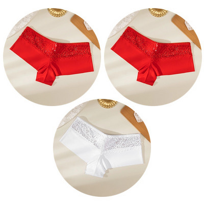 TrowBridge 3PCS Ženske gaćice Meke čipkane bokserice Prozračno donje rublje Udobne kratke hlače za dječake Svileno satensko donje rublje Sportske gaće