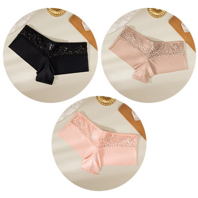 TrowBridge 3PCS Ženske gaćice Meke čipkane bokserice Prozračno donje rublje Udobne kratke hlače za dječake Svileno satensko donje rublje Sportske gaće