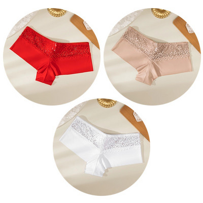 TrowBridge 3PCS Ženske gaćice Meke čipkane bokserice Prozračno donje rublje Udobne kratke hlače za dječake Svileno satensko donje rublje Sportske gaće