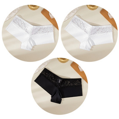 TrowBridge 3PCS Ženske gaćice Meke čipkane bokserice Prozračno donje rublje Udobne kratke hlače za dječake Svileno satensko donje rublje Sportske gaće