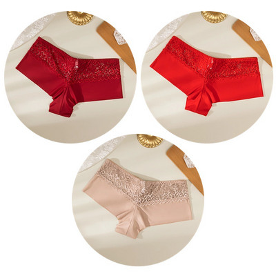 TrowBridge 3PCS Ženske gaćice Meke čipkane bokserice Prozračno donje rublje Udobne kratke hlače za dječake Svileno satensko donje rublje Sportske gaće