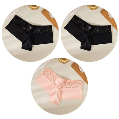 TrowBridge 3PCS Ženske gaćice Meke čipkane bokserice Prozračno donje rublje Udobne kratke hlače za dječake Svileno satensko donje rublje Sportske gaće