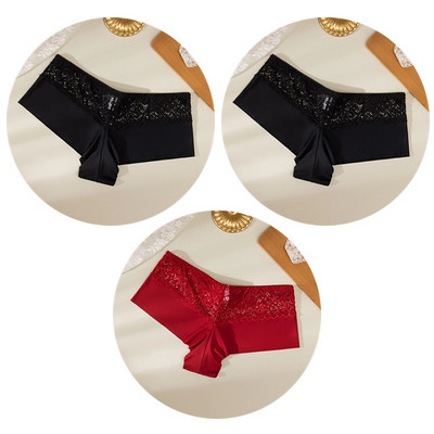 TrowBridge 3PCS Ženske gaćice Meke čipkane bokserice Prozračno donje rublje Udobne kratke hlače za dječake Svileno satensko donje rublje Sportske gaće