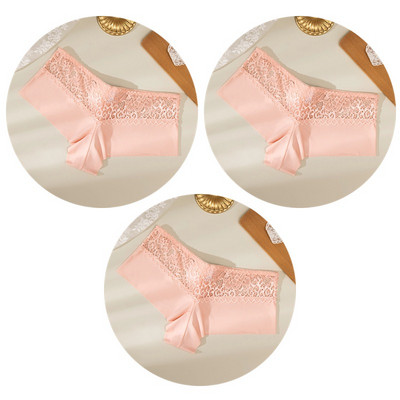 TrowBridge 3PCS Ženske gaćice Meke čipkane bokserice Prozračno donje rublje Udobne kratke hlače za dječake Svileno satensko donje rublje Sportske gaće