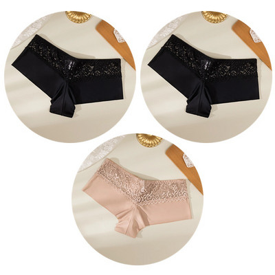 TrowBridge 3PCS Ženske gaćice Meke čipkane bokserice Prozračno donje rublje Udobne kratke hlače za dječake Svileno satensko donje rublje Sportske gaće