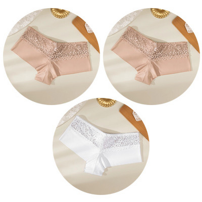 TrowBridge 3PCS Ženske gaćice Meke čipkane bokserice Prozračno donje rublje Udobne kratke hlače za dječake Svileno satensko donje rublje Sportske gaće