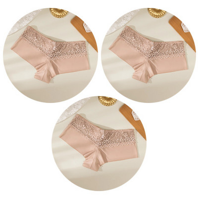 TrowBridge 3PCS Ženske gaćice Meke čipkane bokserice Prozračno donje rublje Udobne kratke hlače za dječake Svileno satensko donje rublje Sportske gaće