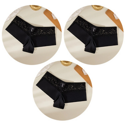 TrowBridge 3PCS Ženske gaćice Meke čipkane bokserice Prozračno donje rublje Udobne kratke hlače za dječake Svileno satensko donje rublje Sportske gaće