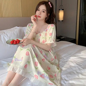 240 kg sieviešu naktskrekls ar īsām piedurknēm vasaras naktskrekls. Salds ziedu dizains mājās lietojams apģērbs, ko var valkāt ārā