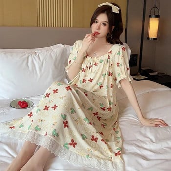 240 κιλά Γυναικεία Πυζά Νυχτικά Καλοκαιρινό κοντομάνικο Γλυκό λουλουδάτο σχέδιο Ρούχα οικιακής χρήσης που μπορούν να φορεθούν έξω