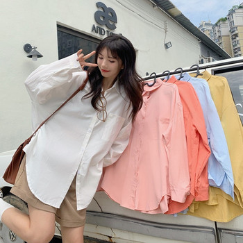 S-4XL Γυναικείο πουκάμισο καραμέλα Χρώμα All-match Κορεάτικη μόδα Casual Loose Fit Lazy Style Μακρυμάνικο Basic Spring Classic Prevalent
